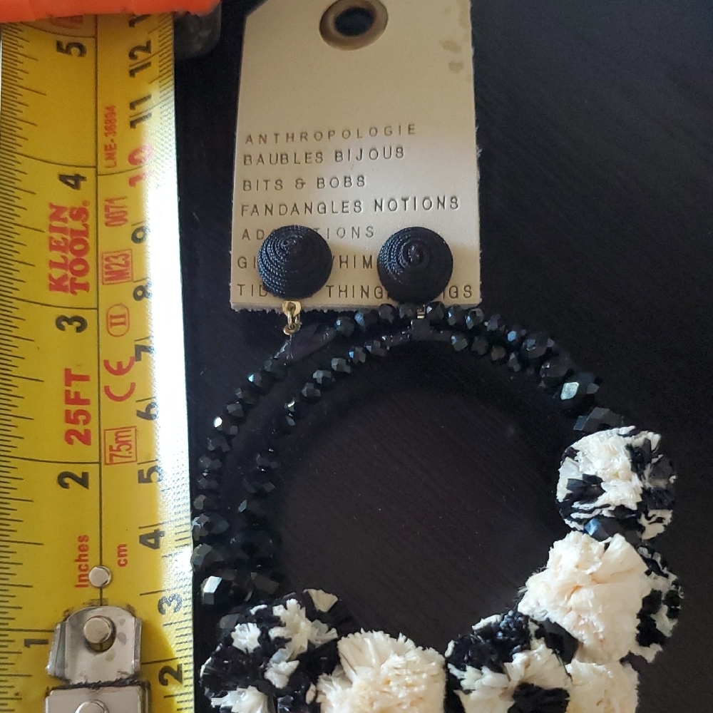 Anthropologie Black and Cream Statement Earrings - Picture 2 of 2